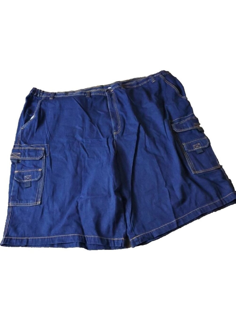 KingSize Cargo Jean Shorts Mens 60 Big Tall Blue Cotton Elastic Jorts y2K LL